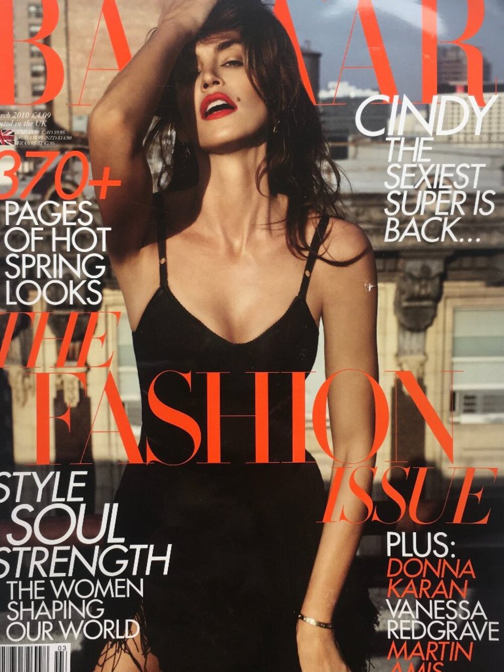 Harper's bazaar magazine Big format March 2010 Cindy Crawford cover